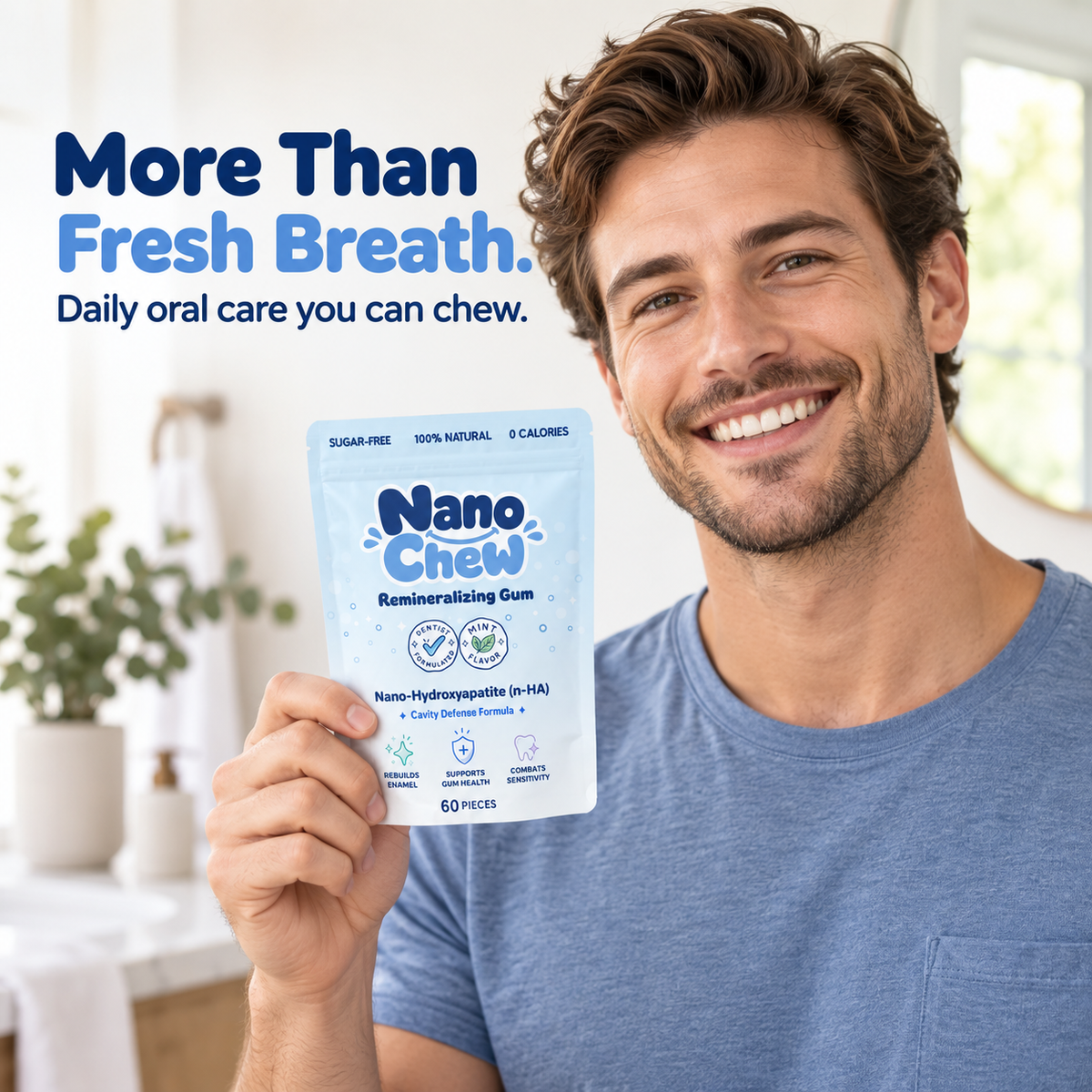 NanoChew Remineralizing Gum with Nano-Hydroxyapatite (n-HA) & Xylitol - 60 Pieces